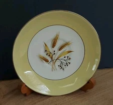 1 Vtg Autumn Gold Saucer 6” Century Service Corp Alliance, OH Gold Trim Whea
