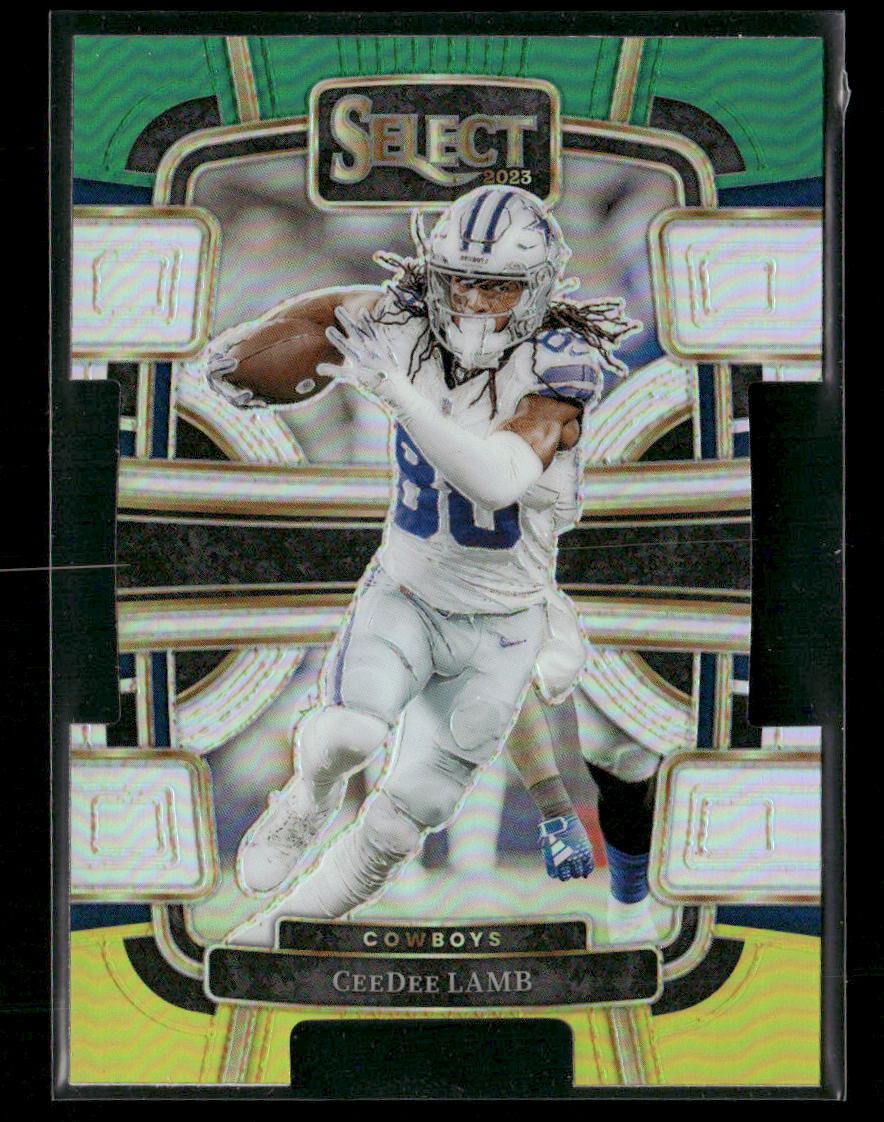 2023 Panini Select #29 CeeDee Lamb Green and Yellow Prizms Die Cuts Cowboys