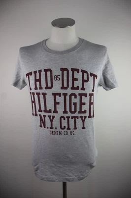 Tommy Hilfiger T-shirt Homme Coton Gris Col Rond Manches Courtes Logo Vintage S - Photo 1/4
