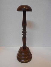 Vintage Wooden Hat Stand - 12.75" Tall - Base 4" in Diameter - Walnut Wood?