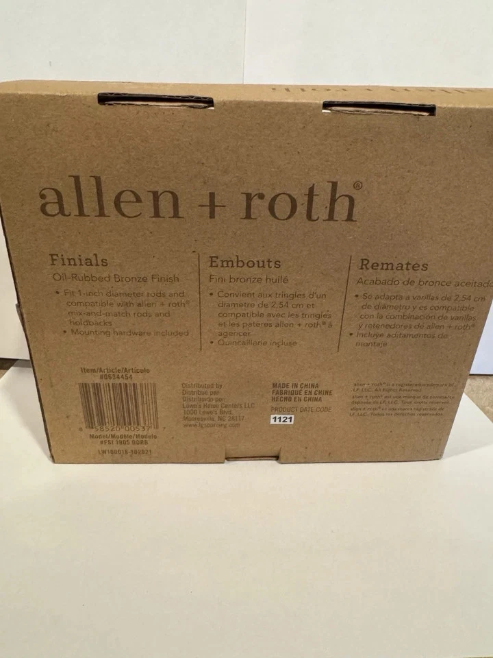 Allen & Roth, #0634454, bronce frotado con aceite, remates para varillas de 1" de diámetro Foto 3 de 3