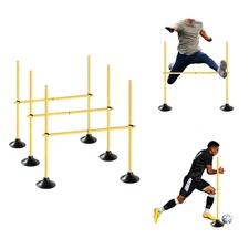 4.9 FT Agility Poles Adjustable Hurdles for Soccer Football Speed Training Eq...