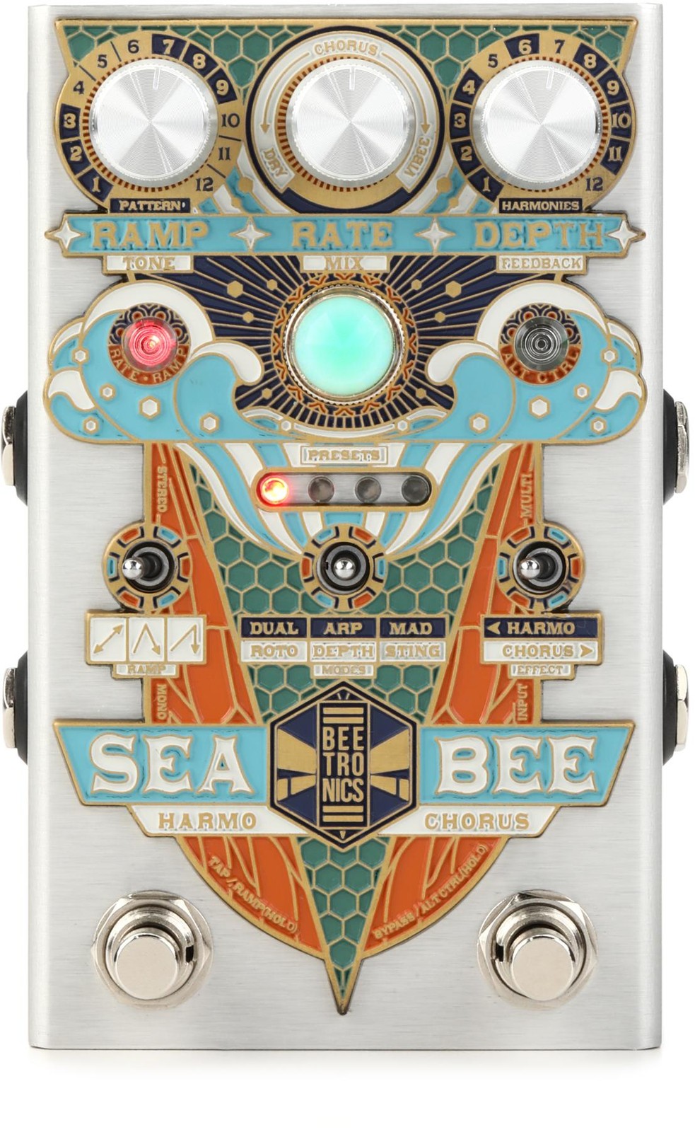 Педаль FX Beetronics FX Seabee Harmochorus с несколькими припевами и модуляцией высоты звука