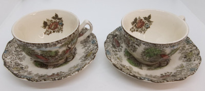 VTG JOHNSON BROS IRONSTONE MILL STREAM 2 CUPS AND SAUCERS NO DAMAGE