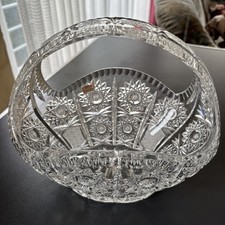 Gro&szlig;er Bohemia Kristall Henkelkorb Obst-Korb hochwertig Stern-Schliff 28cm! TOP