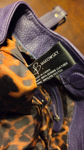 B Makowsky Purple Satchel/Purse - Picture 3 of 5