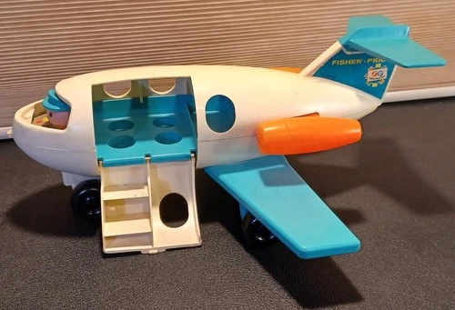 1970s Fisher Price Vtg Little People Fun Toy Jet Airplane Plane Toy  *Desc*   -Z