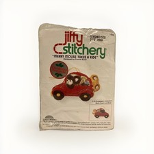 Vtg Jiffy Stitchery. Merry Mouse Takes A Ride Christmas Kit 104 Sunset Designs 