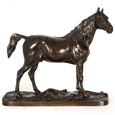 French Antique Bronze Sculpture of Ibrahim, Arabian Stallion by Pierre J. Mene