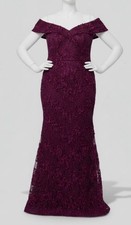 XSCAPE Women Purple Embellished Lace Off-The-Shoulder Gown Dress Plus Sz 18W