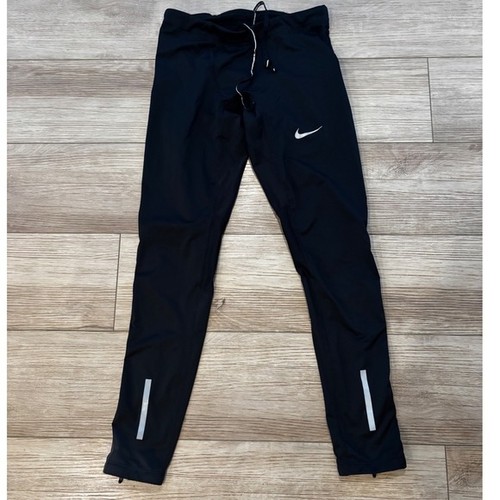 Nike Mens Running Tights Black Reflective Ankle Zip Legging 642827-011 M