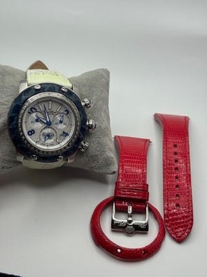 Glam Rock Miami GR10108 Swiss Chronograph Diamond Bezel Quartz Watch New Battery