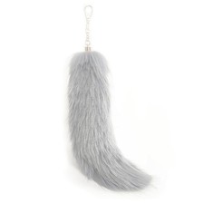 WtgwtQ Fluffy Fox Tail Fur Keychain Cosplay Handbag Tassel For Middling, Gray