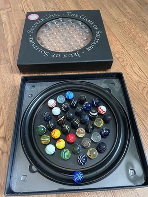 Authentic Models Solitaire Di Venezia Hand Blown 25mm Marbles Dark Wood Board