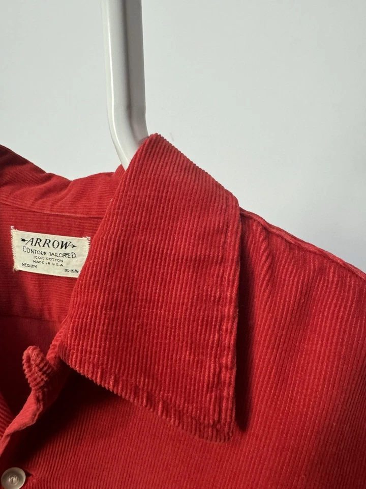 Vintage 60's Arrow Contour Tailored Corduroy shirt M 15-15 1/2 p2p 22 made in US - Image 4 of 4
