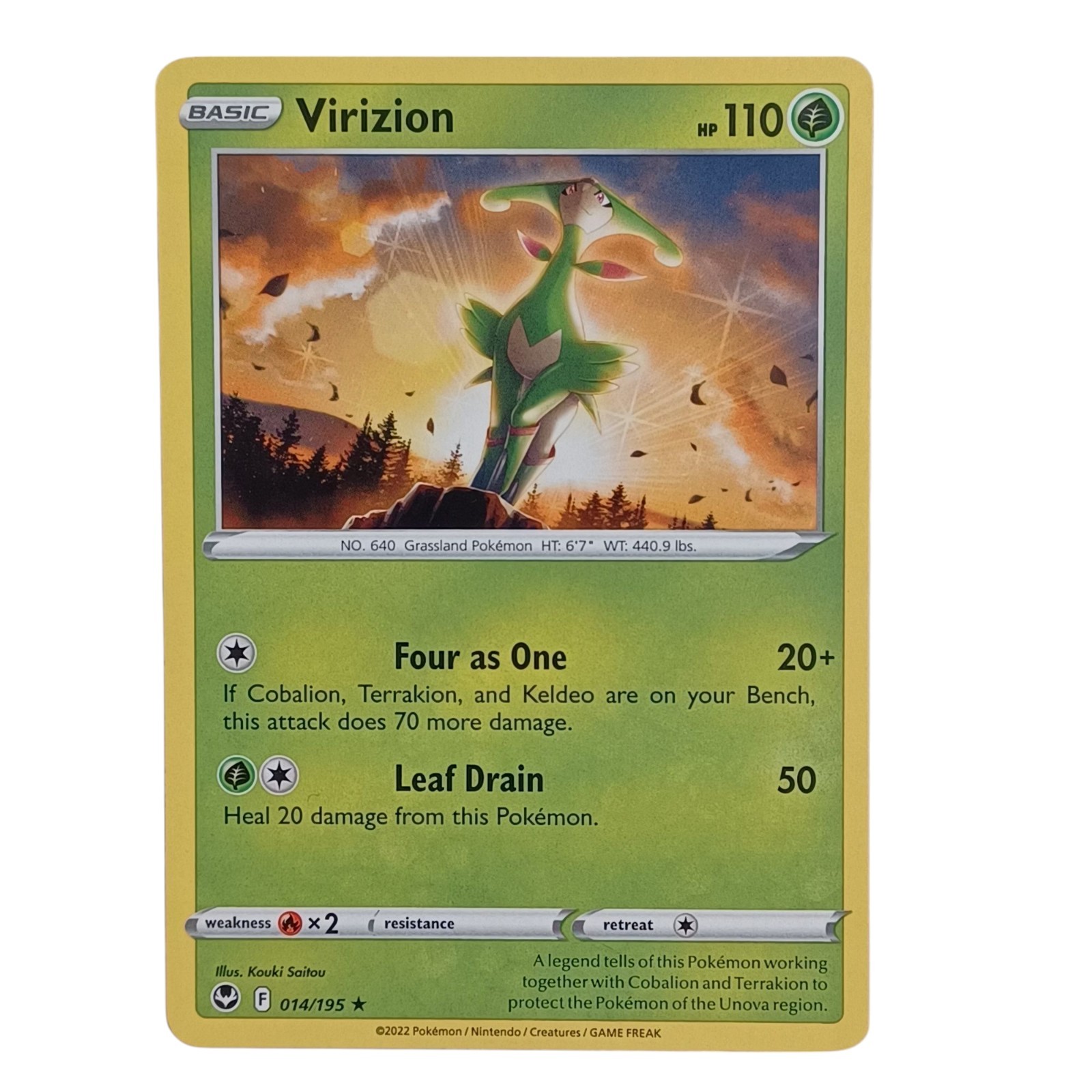 Virizion 014/195 Rare Silver Tempest Pokémon Card NM