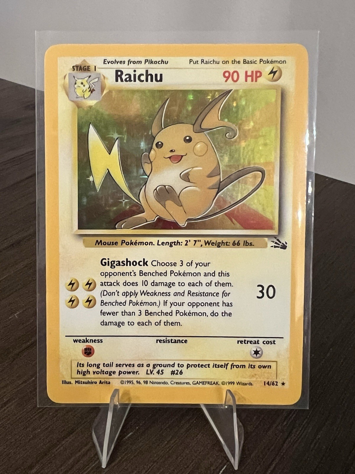 Pokémon TCG Raichu Fossil Holo Card 14/62 Unlimited Rare MP