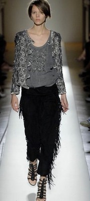 Balmain Decarnin Runway Spring 2008 Taupe Degrade Beaded Jewel Tunic Top Vintage