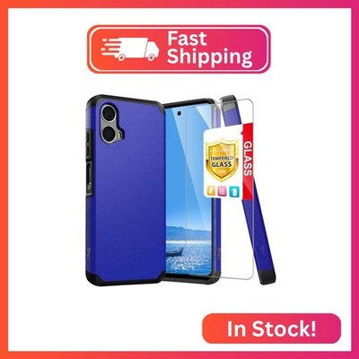 TJS Compatible for Motorola Moto G Stylus 5G (2024) Case, with Tempered Glass Sc
