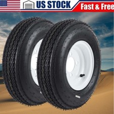6 Ply 4.80-8 480-8 4.80x8 Trailer Tires With 8 Rims 4 Lug Load Range C Set Of 2