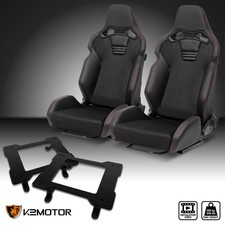 Fits 1979-1998 Ford Mustang Racing Seat Black Pu Leaher Suedebrackets Rails