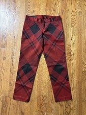 Gucci Womens Check Print Holiday Capri Pants Red Black 326489 6059