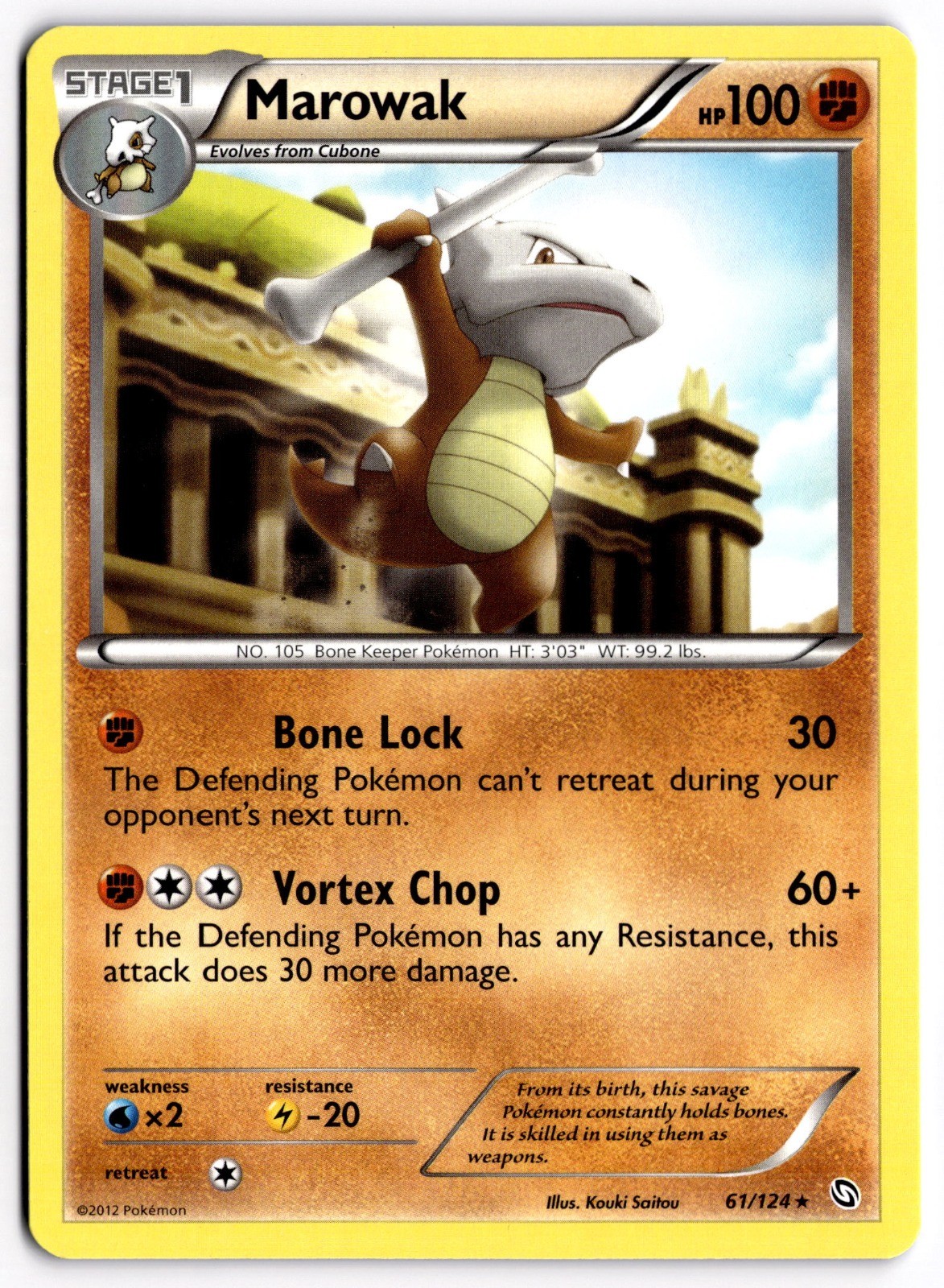 Pokemon TCG Marowak 61/124 Dragons Exalted Rare NM