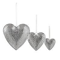 Deko Herzen 3Er Set 27, 14 & 10 Cm Edelstahl GehäMmert Fenster- & Wandschmuck