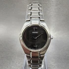 Seiko Watch Women 22mm Black Dial Silver Tone Round 1n00-0ls0 New Battery