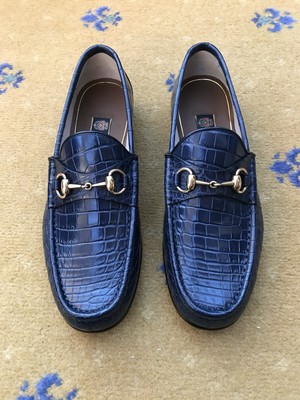 Gucci Loafers Crocodile Shoes Blue Horsebit 1953 Mens US 9  display picture 3