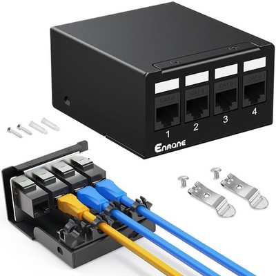 Enmane 4 Port Patch Panel CAT6 Keystone Patch Panel (EC Listed) UTP Network for 
