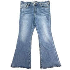 American Eagle Flare Jeans Womens 18 Blue Low Rise Next Level Stretch Denim