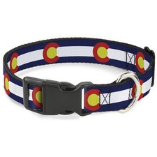 Plastic Clip Collar Colorado Flags2 Repeat Small 9.5-13"