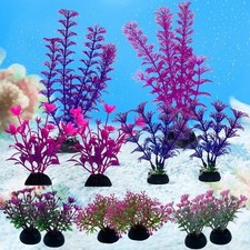 12Pcs Artificial Fish Tank Plants Fake Plastic Water Green Plants Aquarium Decor