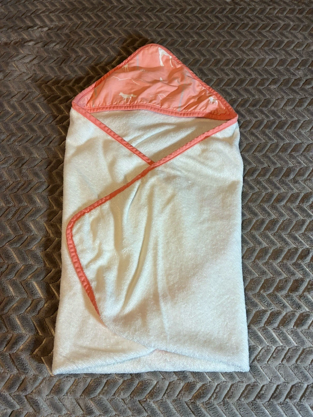 Peanut Shell 2016 Hooded Baby Towel 100% Cotton White Peach