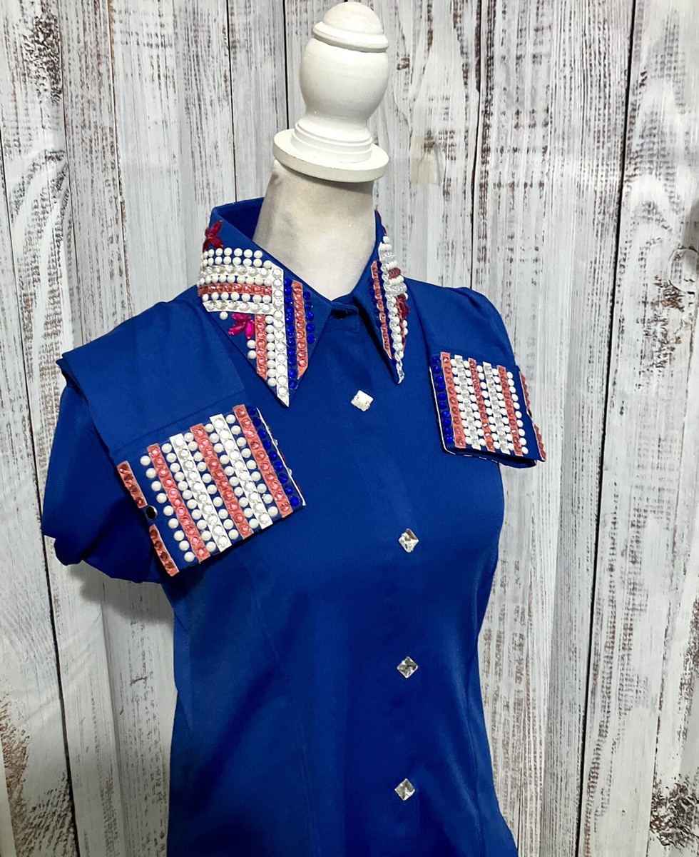 Chemise Western Bleue Royale Zippée Cachée Taille M/L Neuve