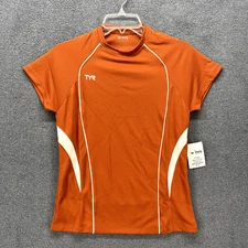 TYR Top Womens Small Orange Tech Tee crew neck short Sleeve T Shirt