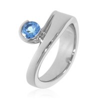 Xen Ring Mit 5 Mm Blautopas Ca. 0,54 Ct. Rhodiniert 56 / 17,8 Mm