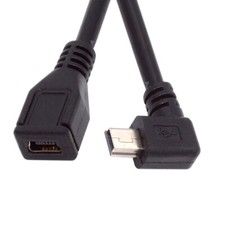 Cablecy 90 Degree Angled Mini USB 5Pin Male to Female Extension Cable for GPS
