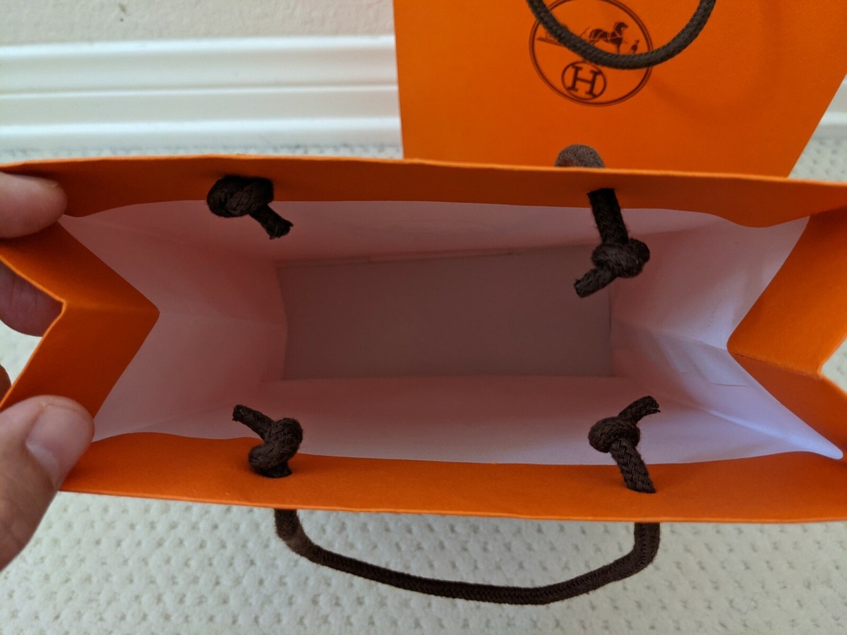 Hermes Paris Authentic Orange Logo Paper Shopping Bag Tote, 8.25