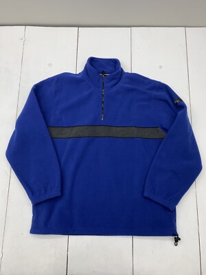 Izod Mens Blue Fleece 1/4 zip Pullover Sweater Size XL