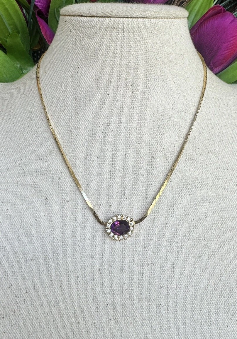 Collana Catena Cristalli Ovali Chiari CD Ametista Viola Dior