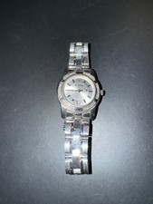 Bulova c8671443 womens Silver Tone Dress watch Crystal Bezel Tested Works Good