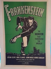 1931 Frankenstein Original Movie Poster Linen 27x41 Boris Karloff Horror R1960s