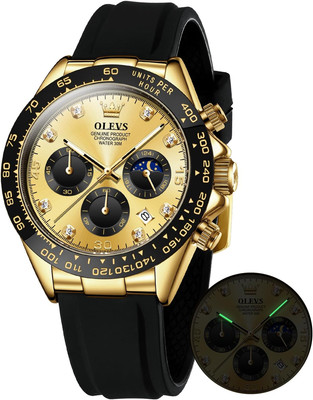 Mens Watches Sport Silicone Band Chronograph Multifunction Luxury Diamond Moon P