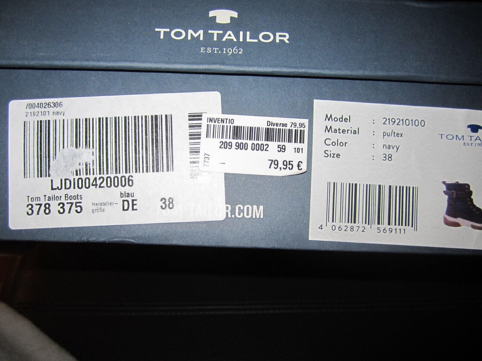 Tom Tailor Damen Schuhe 38 warme TEX Winterstiefel gefüttert Dunkelblau