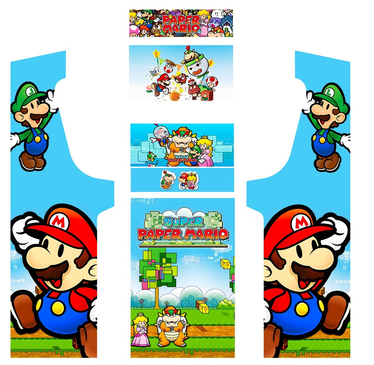 Stickers PaperMario pour borne d'arcade MAME en vinyle polymère durable pour meuble de course