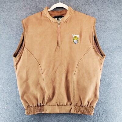 VTG Zero Restriction Vest Ladies Medium Brown Suede Golf Womens 1/4 Zip NEW
