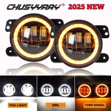 2PCS Fit For Freightliner Coronado 4 Inch Round Fog Lights LED Drivimg Lamps