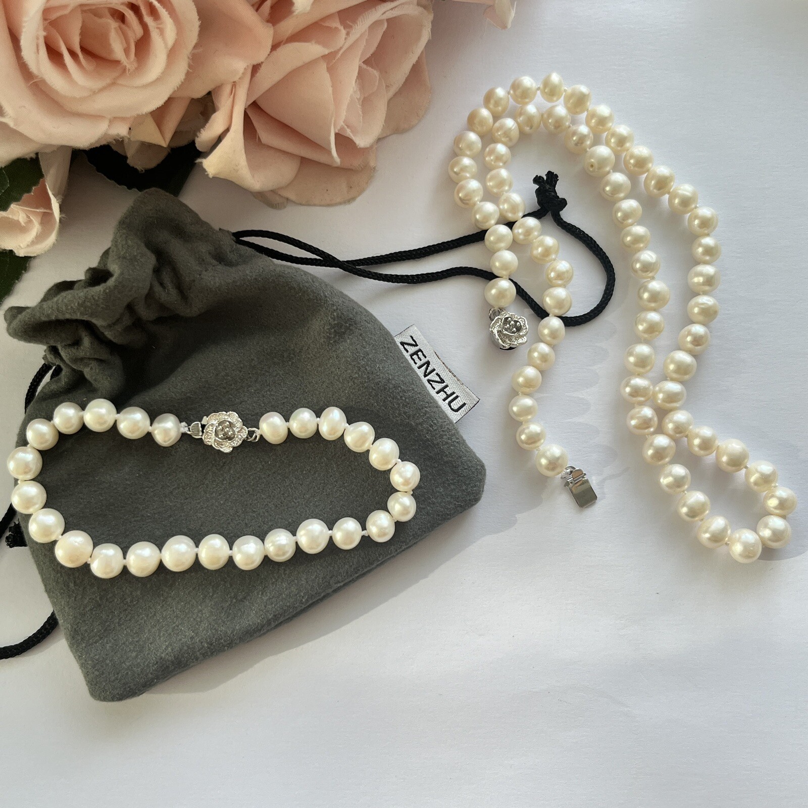 Zenzhu Freshwater Pearl Necklace And Bracelet Set eBay